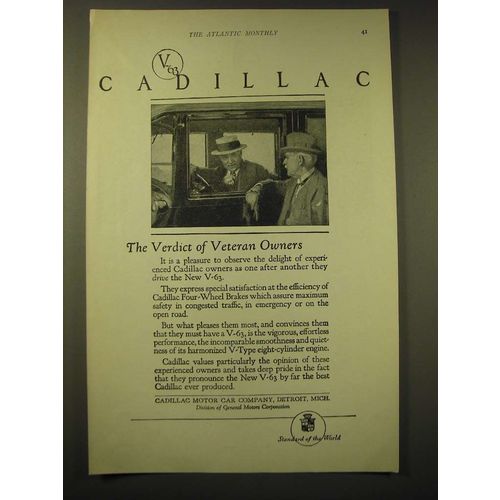 1924 Cadillac V-63 Motor Car Ad - The verdict of veteran owners