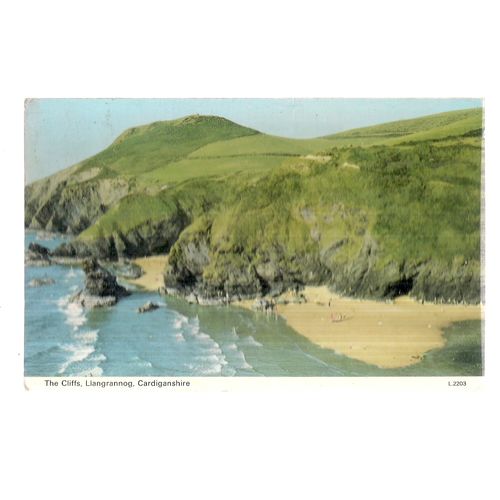 THE CLIFFS, LLANCRANNOG , CARDIGANSHIRE . vintage used postcard stamp removed #