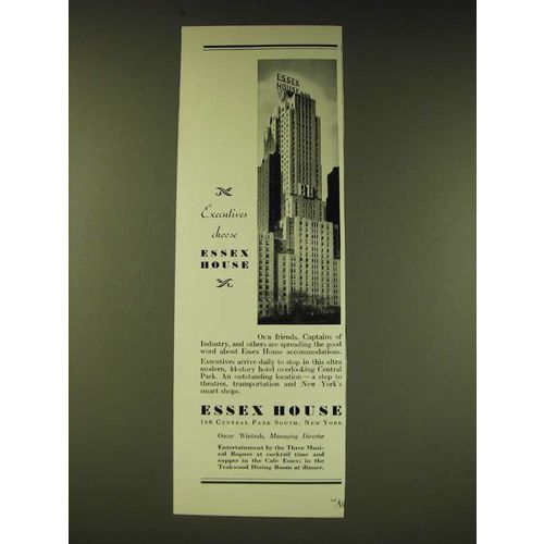 1936 Essex House Hotel Ad - Executives choose Essex House