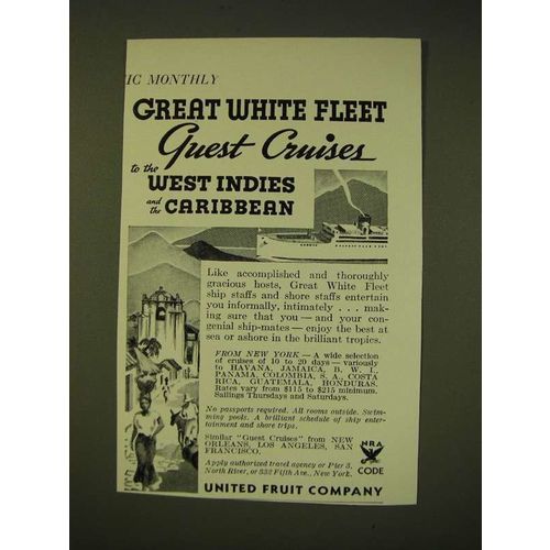 1935 United Fruit Company Ad - Great white fleet guest cruises to west indies