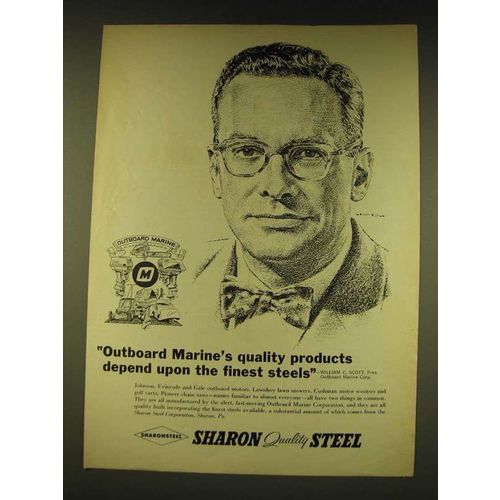 1960 Sharon Steel Ad - Outboard Marine's quality products depend on