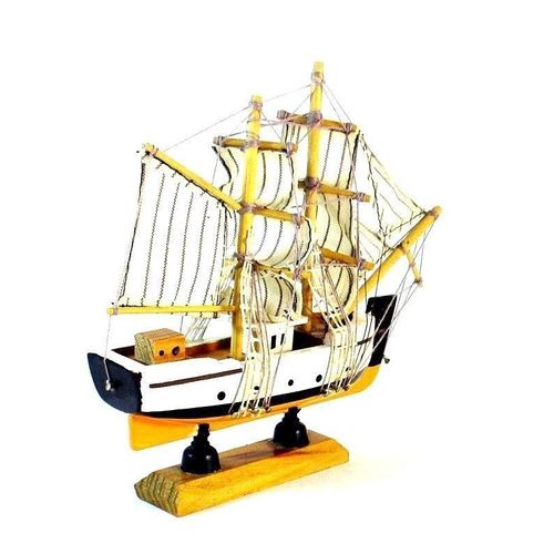 ENDEAVOUR SAILBOAT WHITE/ORANGE WOOD SAILBOAT, COLLECTOR'S MODEL