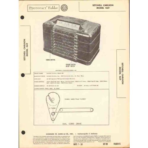 SETCHELL CARLSON model 469 AM radio receiver Sams Photofact manual