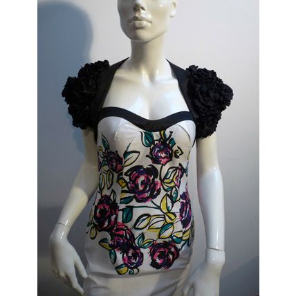 DUSK WHITE EVENING PARTY SPECIAL OCCASION DRESS & BLACK SHRUG UK 8 £450 BNWT