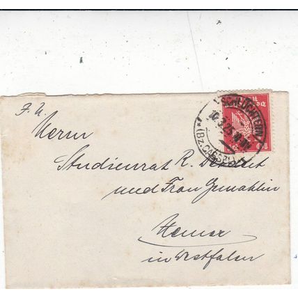 Germany 1925 Schluchtern to Westfalen Cover written VGC