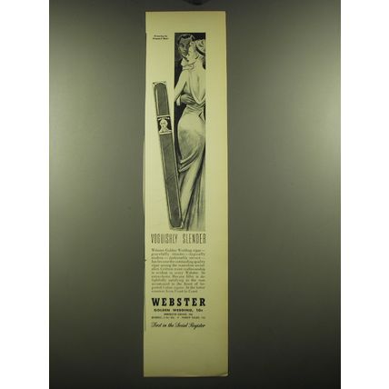 1938 Webster Golden Wedding Cigar Ad - art by Howard Baer Ad - Voguishly Slender