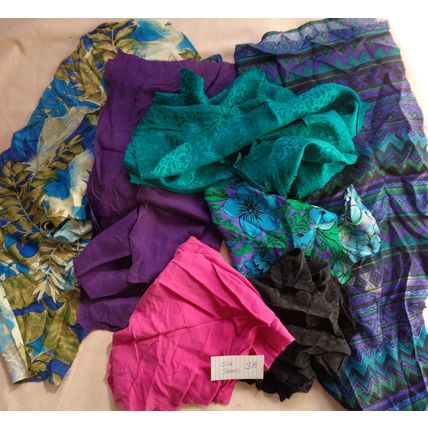 S8 100% Silk Scrap Fabric Lot Material Reclaimed clothing over 3 oz Crafting