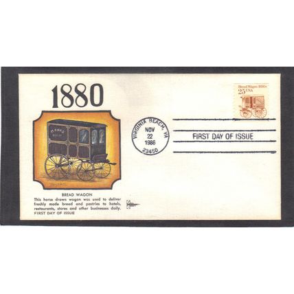 FDC Gill Craft 2136 25c Bread Wagon (Cachet-U/A) CV00025