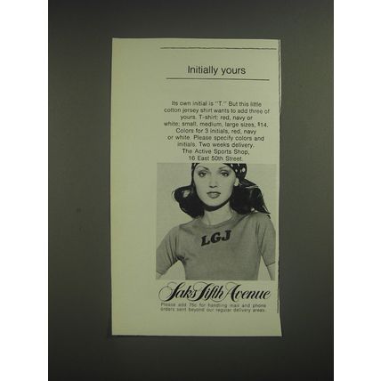 1974 Saks Fifth Avenue Cotton Jersey Shirt Ad - Initially Yours