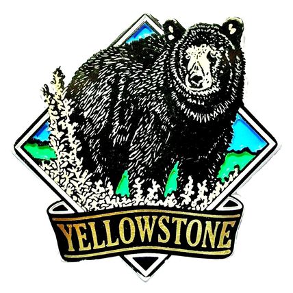 Yellowstone National Park with Black Bear Fridge Magnet