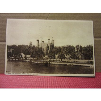 TOWER OF LONDON FROM TOWER BRIDGE vintage used postcard by Photochrom 1935 pm /