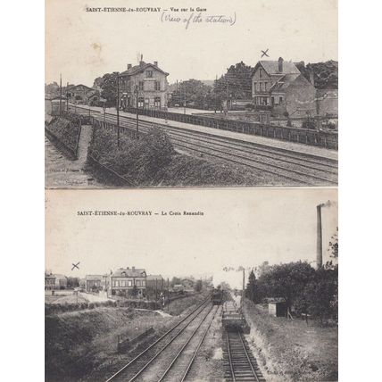 Saint Etienne Du Rouvway Gare Train Railway 2x Antique French Postcard s