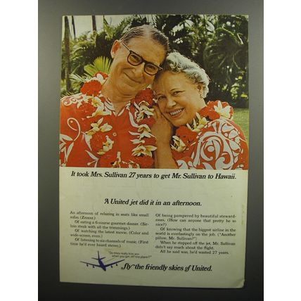 1966 United Airlines Ad - It took Mrs. Sullivan 27 years to get Mr. Sullivan