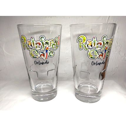 (2) Rainforest Cafe Orlando Heavy Glasses Beer/ Bar Glass - Collectible! Fast Sh