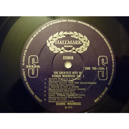 DIONNE WARWICKE – GREATEST HITS VOL 1 - 12" ALBUM