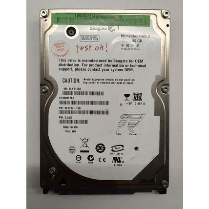 Seagate S-ATA harddisk. Momentus 5400.3 / 80GB / ST980811AS