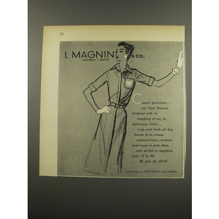 1955 I. Magnin Vera Stewart Fashion Ad - Casual perfetion