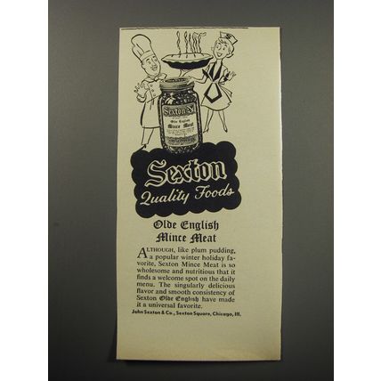 1955 Sexton Old English Mince Meat Ad - Sexton quality foods
