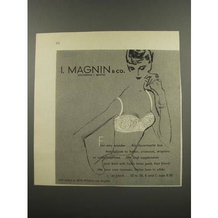 1955 I. Magnin Accentuette Bra Ad - Four-way wonder
