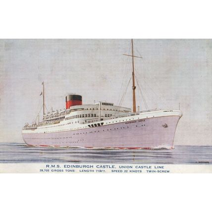 RMS Edinburgh Castle Union Line Antique Ship Postcard