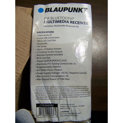 Blaupunkt FM Bluetooth Multimedia Receiver Radio