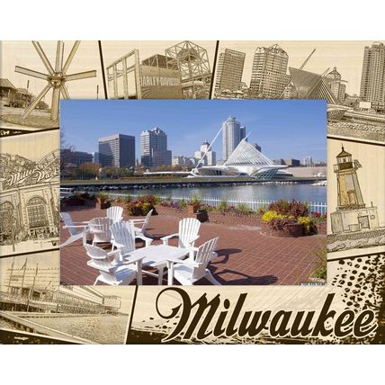 Milwaukee Wisconsin Laser Engraved Wood Picture Frame Landscape (5 x 7)