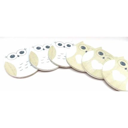 Wooden Owl Coasters Friends are the Family we choose ourselves Set of 6 Holder