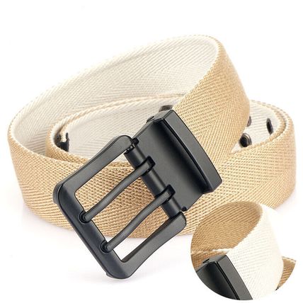 canvas men's belt, waist youth casual denim pants double needle buckle belt