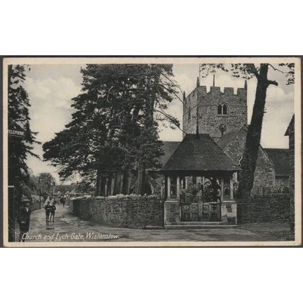 Church and Lych Gate, Wistanstow, Shropshire, 1936 - RAP Co Postcard