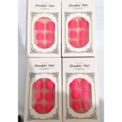4 packs of False Toe Nails hot pink job lot Press On Set bundle toenails fake