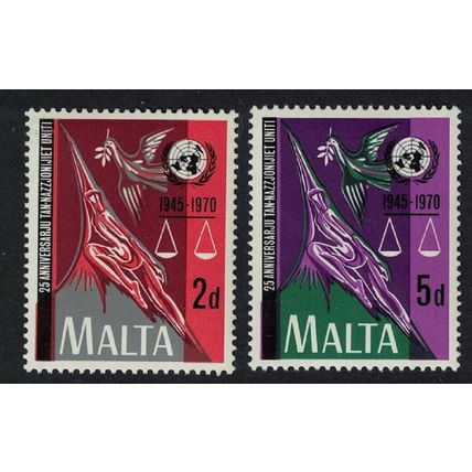 Malta 25th Anniversary of United Nations 2v 1970 MNH SG#441-42