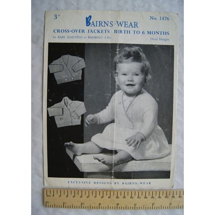 Vintage: Bairnswear No. 1476 cross-over jackets, 3 ply, birth to 6 months