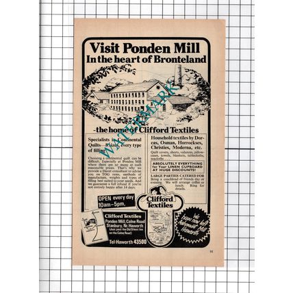 Ponden Mill Stanbury Haworth Yorkshire Advert - 1976 Cutting