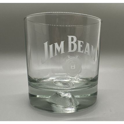 JIM BEAM BOURBON-Whiskey/Rocks Glass-FOOTBALL BASE-NEW-FAST