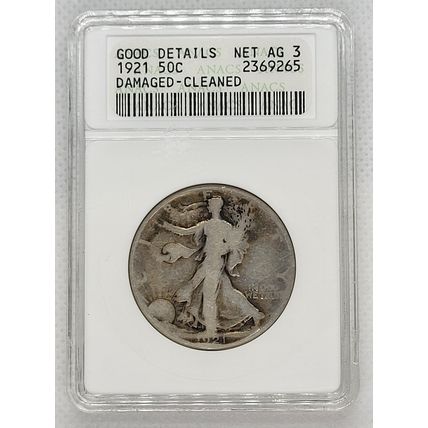 1921 Liberty Walking Silver Half Dollar Good Details ANACS Graded Net AG 3