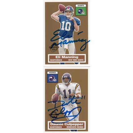 ELI MANNING & DUANTE CULPEPPER AUTO 2005 GIANTS & VIKINGS HOF SB CHAMPION QB'S