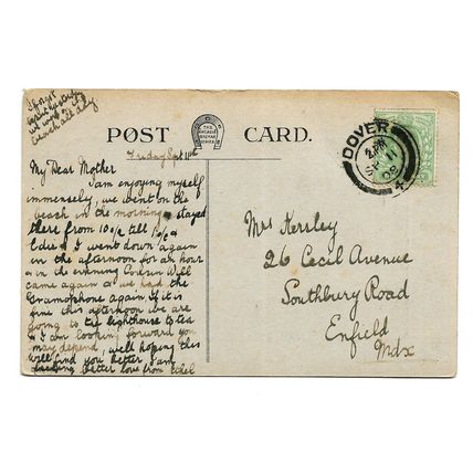 Postcard UK England Kent Dover Waterloo Crescent horse drawn carriages RPPC 1908