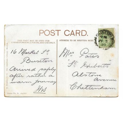 Postcard UK England Derbyshire Buxton from Town Hall coat of arms posted 1908