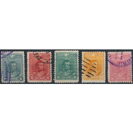 General Sucre: 5 Values - Bolivia 1899 - FH -MiNr 58/60 & 62/3