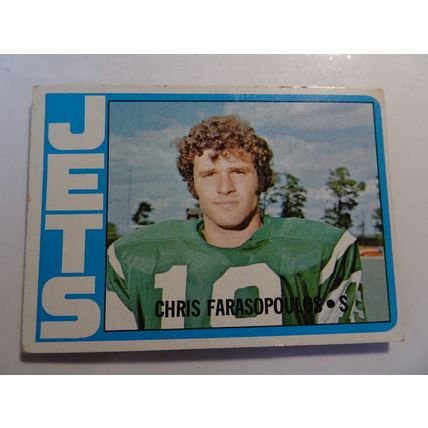1972 Topps Football Card # 036 Chris Farasopoulos Very Good (3) New York Jets