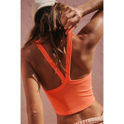 Grapefruit Orange Athletic Ribbed Cropped Cami Top