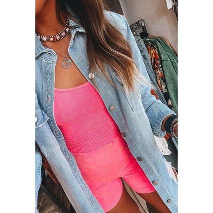Beau Blue Light Wash Distressed Frayed Long Denim Jacket