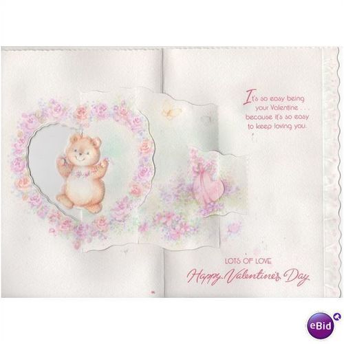 Valentine card for the one you love,cute bear & red bow