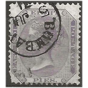 India 1865 SG56 8 pies Purple BOMBAY CDS Fine Used . .. .