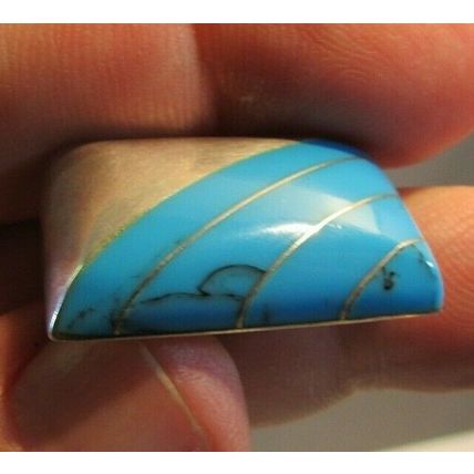 VINTAGE TURQUOISE STERLING SILVER CII MEXICO EARRINGS Square Art deco Style 17.g