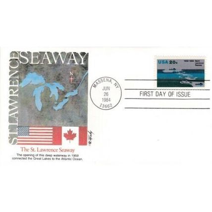 United States 1984 St Lawrence Seaway FDC Massena Cancel unaddressed VGC