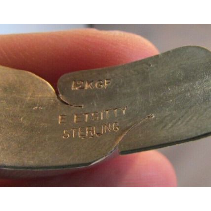 VINTAGE 12K-Sterling Silver Feather Cuff Bracelet Navajo Signed ETSITTY 16.5g