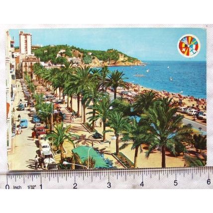 old postcard Lloret De Mar, Costa Brava, Promenade & Beach