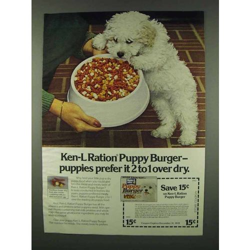 1978 Ken-L Ration Puppy Burger Ad - Puppies Prefer
