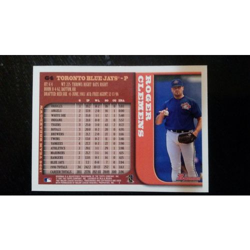 1997 Bowman Card # 064 Roger Clemens Excellent (5) Toronto Blue Jays